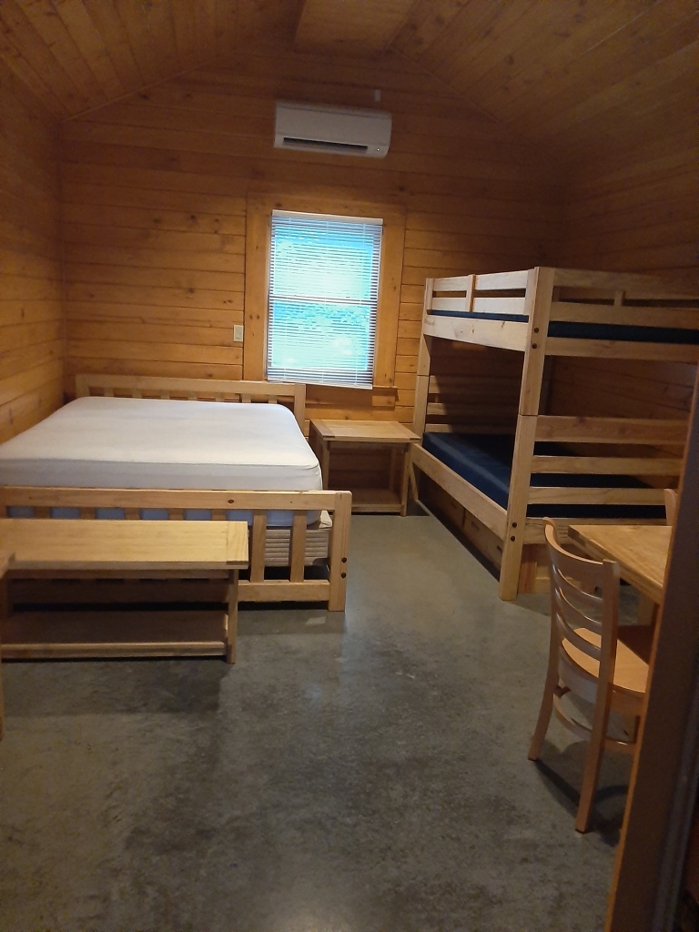 beds in camper cabin at devil's den state park